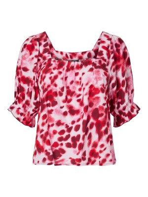 Bluza Dama Pieces Pcandy 2/4 Square Pink Tulle Abstract