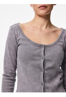 Cardigan Dama Pieces Pcfetty Wash Medium Grey Melange