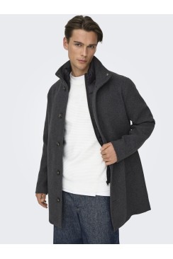 Palton Barbati Only&Sons Onsarlem Wool Dark Grey Melange