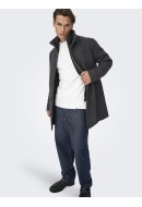 Palton Barbati Only&Sons Onsarlem Wool Dark Grey Melange