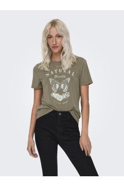 Tricou Dama Only Onlfree Life CroBack Walnut Print Natural