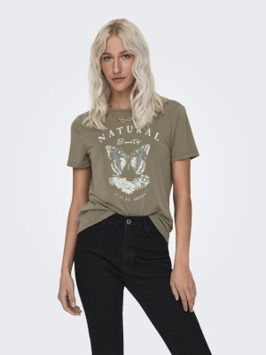 Tricou Dama Only Onlfree Life CroBack Walnut Print Natural